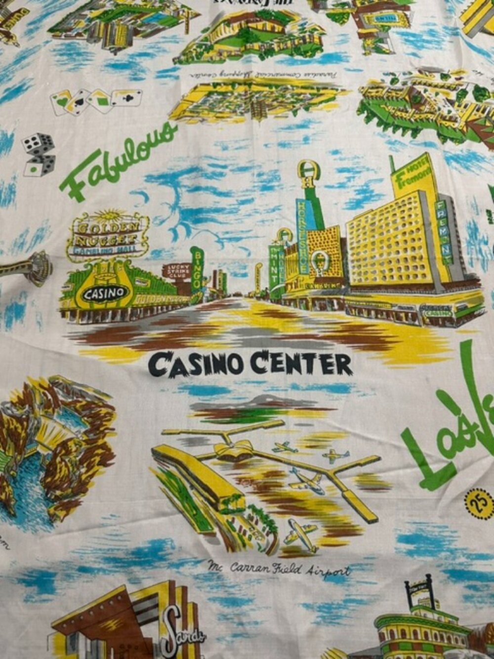Mid Century Vintage Las Vegas Silk Blend Scarf Hotels, Tourist Sites, Casinos